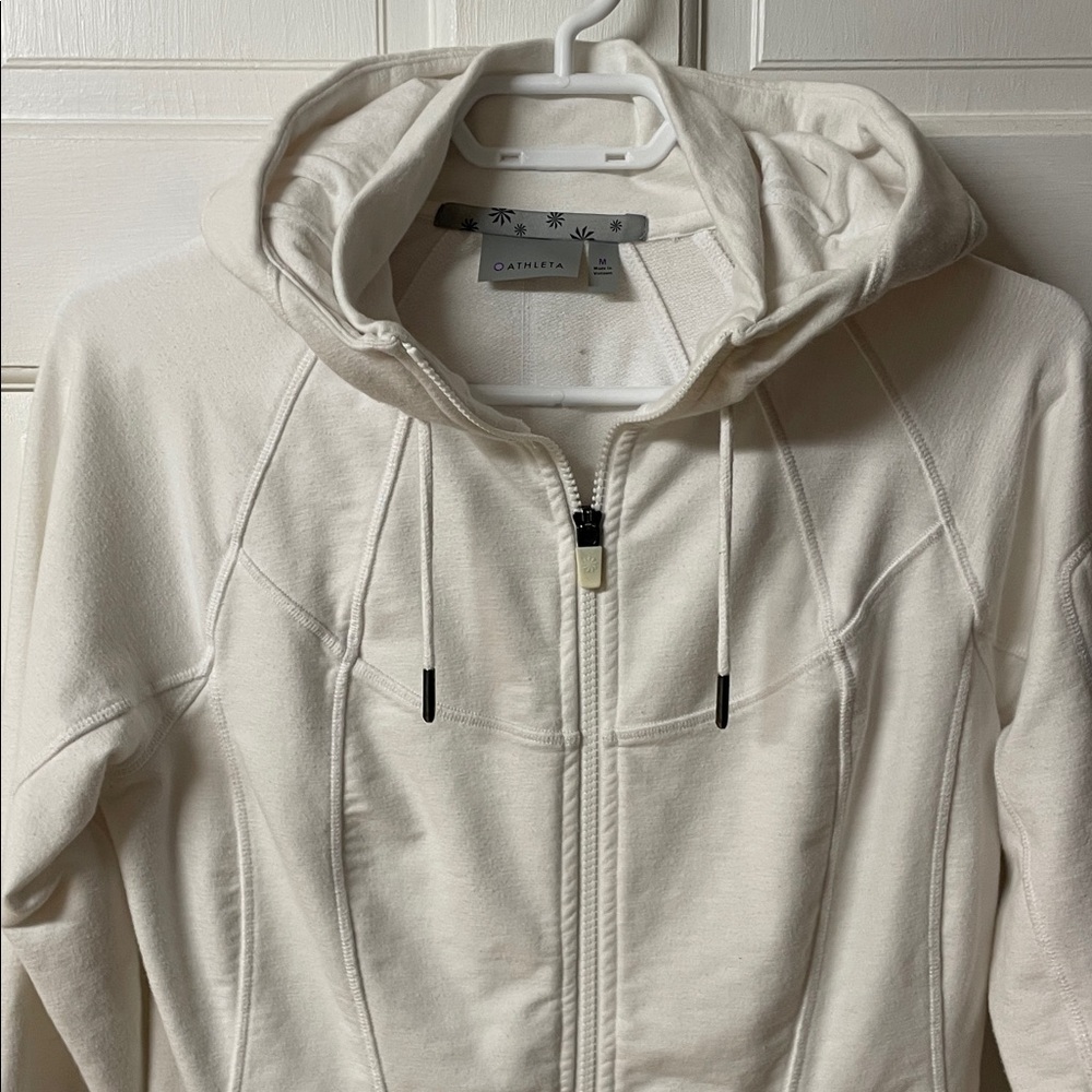 Athleta white full zip athletic golf tennis casual hoodie women’s size medium - Picture 2 of 15